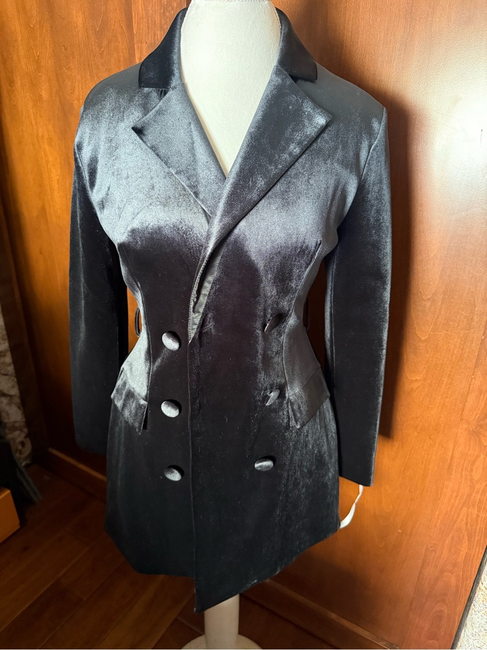 ⚜️ MISGUIDED TALL CHARCOAL VELVET DOUBLE BREASTED BLAZER SIZE 6 NWT ⚜️